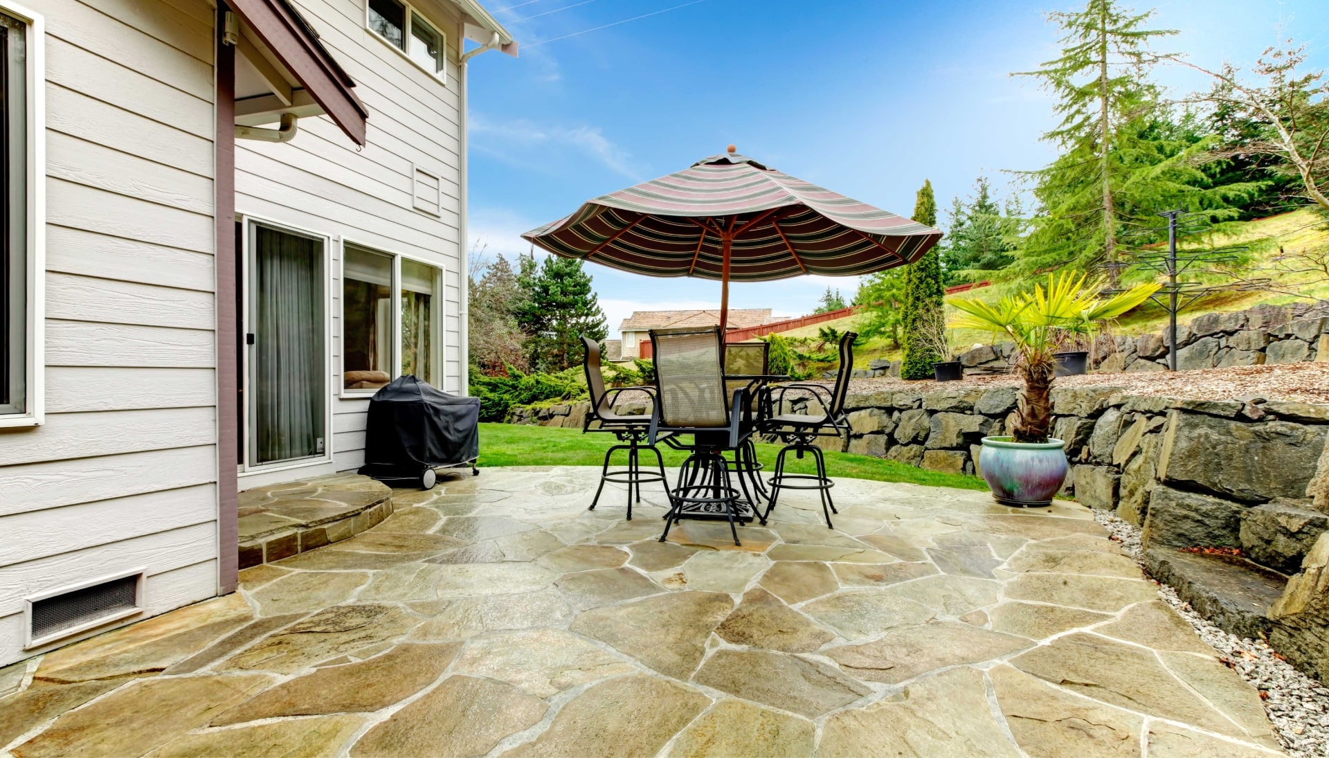 Beautifully Textured and Patterned Concrete Patios in Anchorage, Alaska